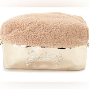 Juicy Couture Sherpa Metallic Gold and Tan Travel Cosmetic Case Bag NWT